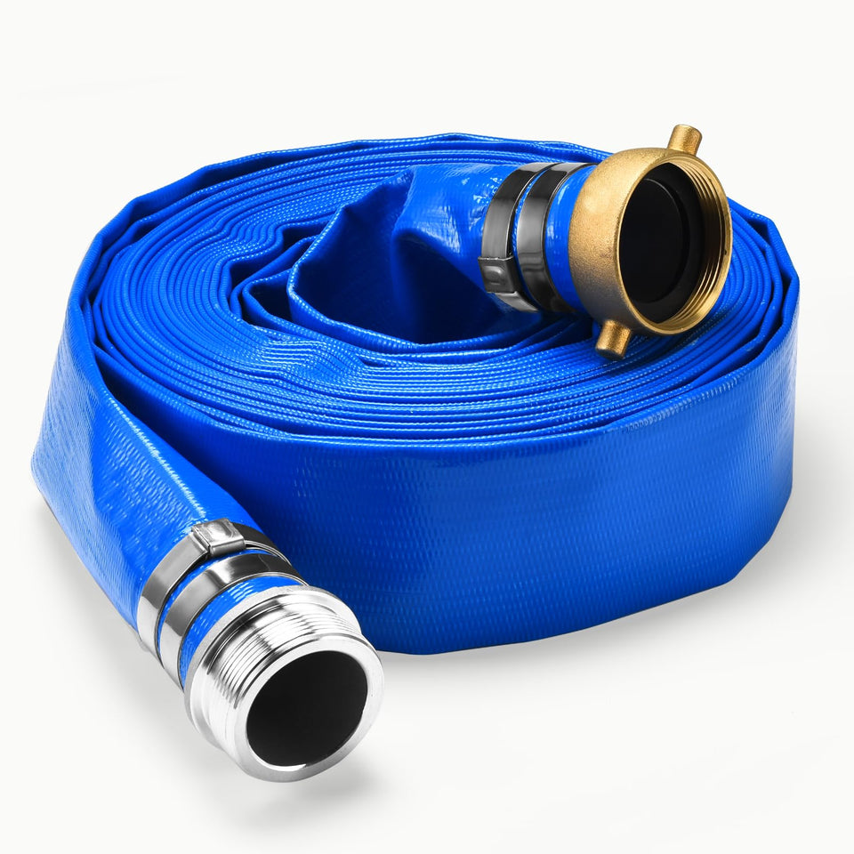 Zicely pool discharge hose 50ft 2in ID ready for pool backwash and drainage.