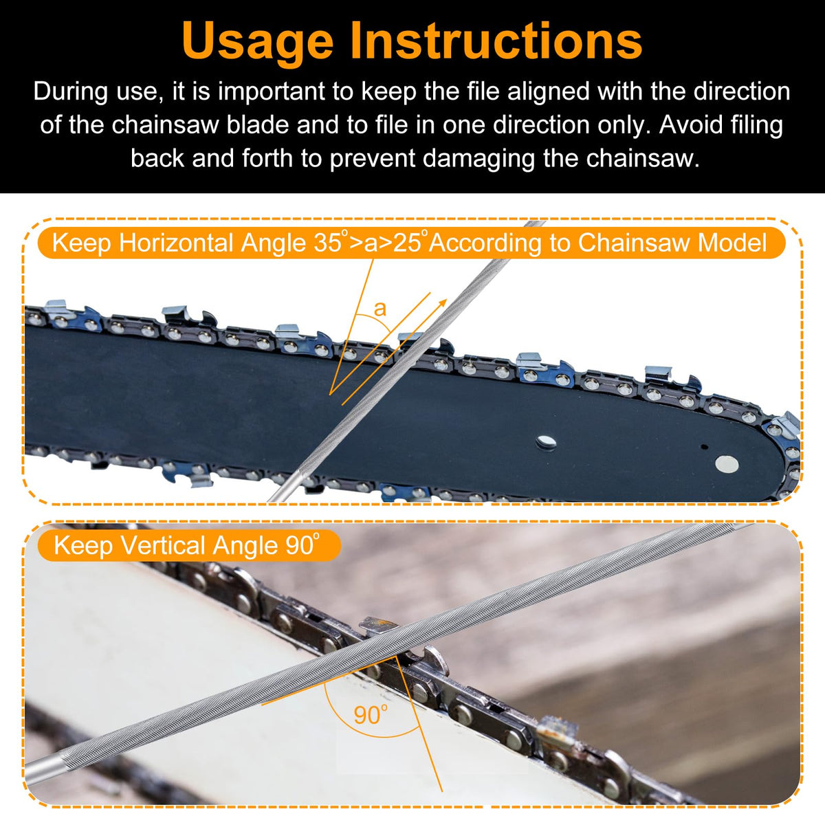 Zigdiptek compatibility with 3/8 and .404 chains for quick touch-ups.