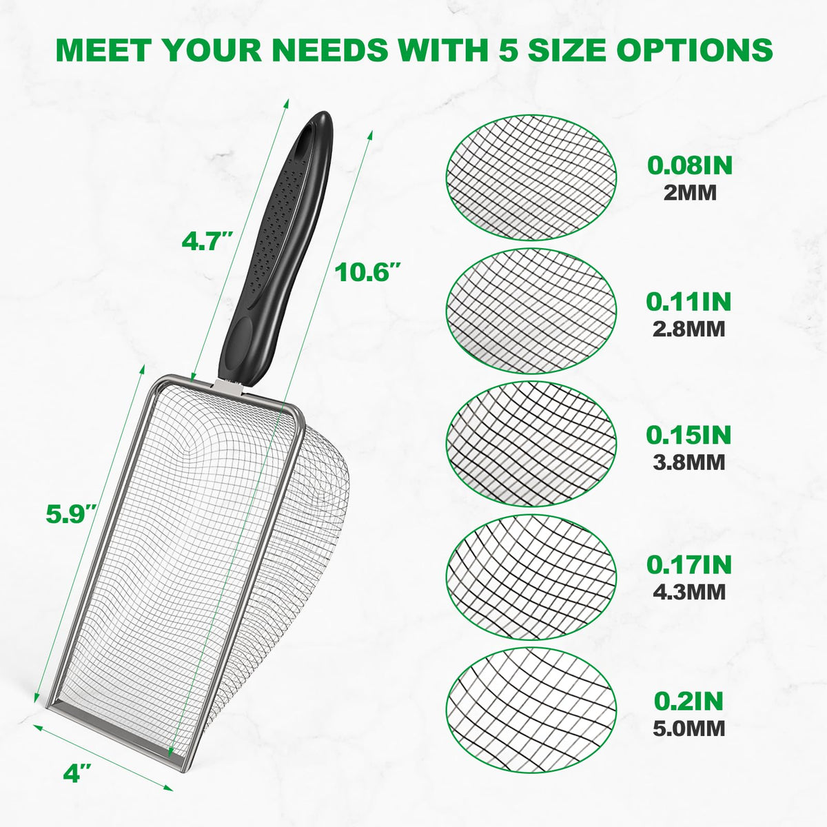 Zihvfzu soil sifter with 2.8mm mesh for versatile screening.
