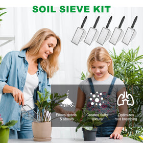 Zihvfzu soil sifter 3.8mm mesh for medium debris removal during potting.