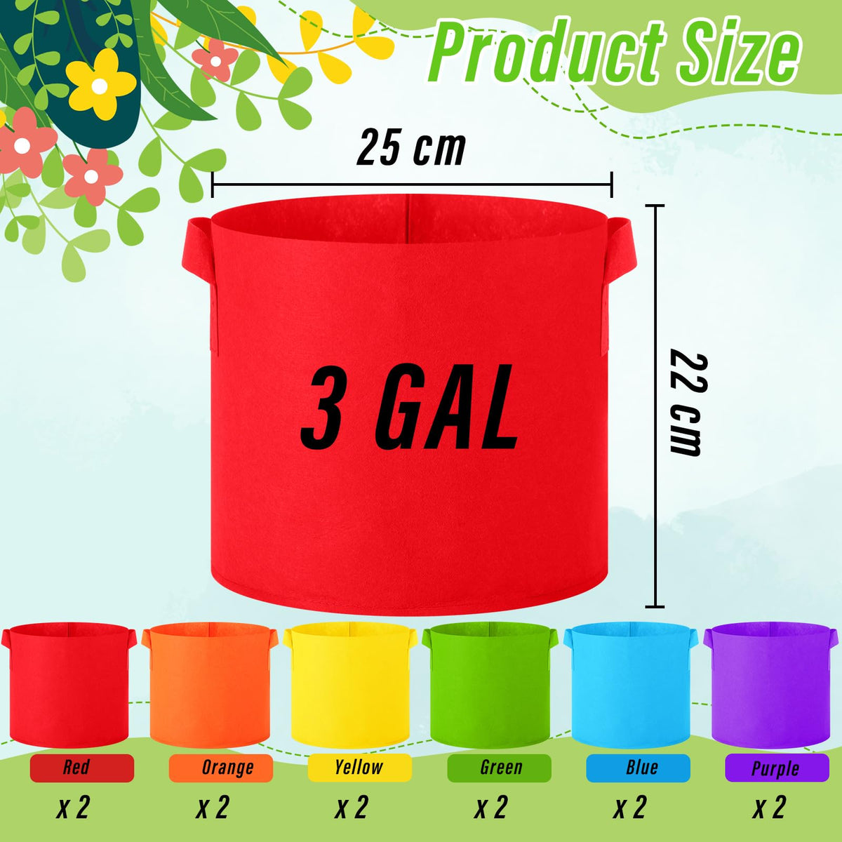 Ziliny red grow bag portable for balcony gardening