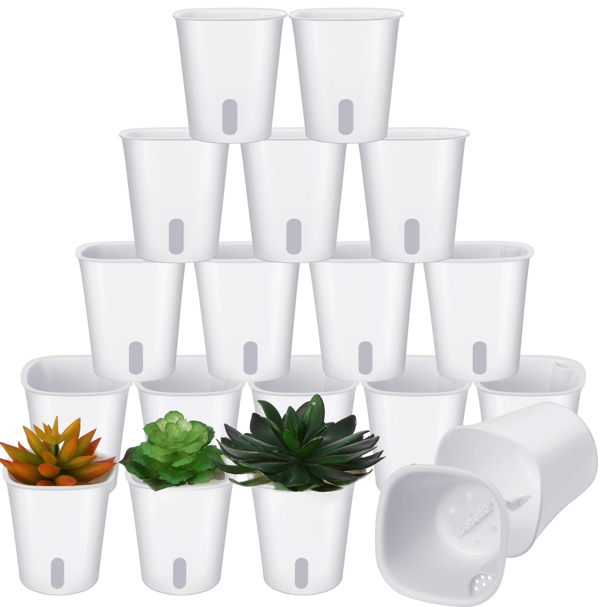 Ziliny 20-pack 3-inch self-watering pots for compact herb and succulent setups.