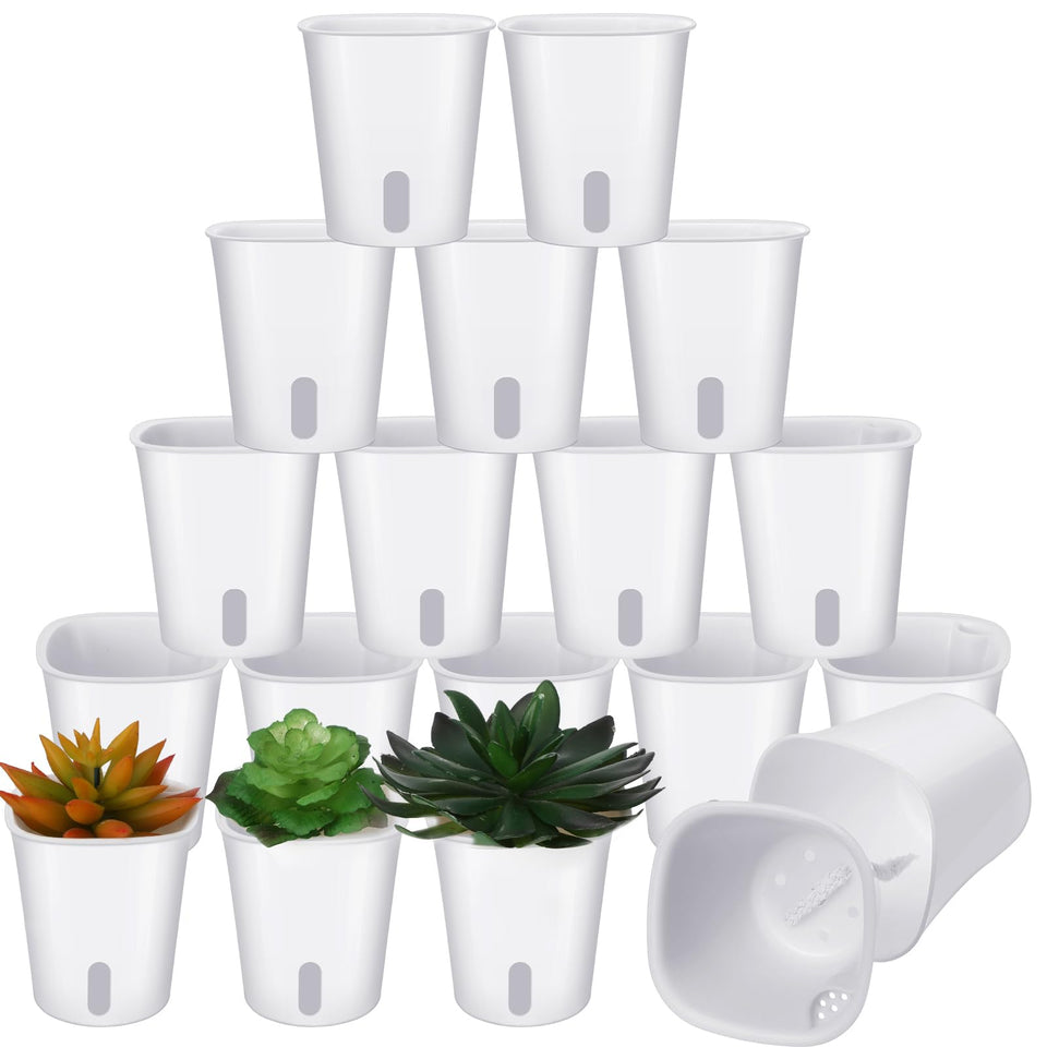 Ziliny 20-pack 3-inch self-watering pots for compact herb and succulent setups.