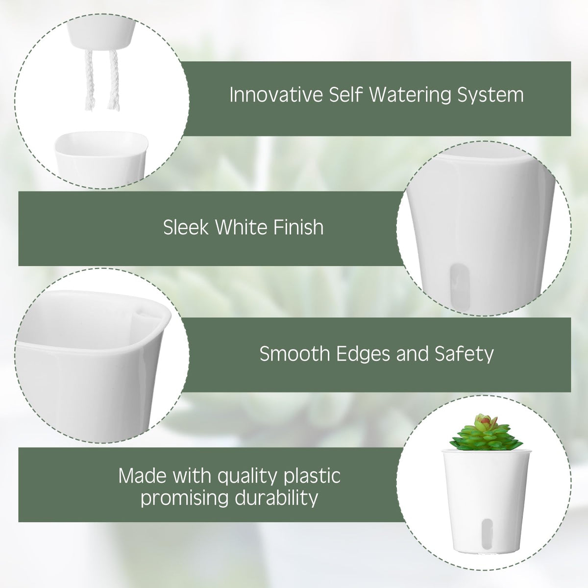 Ziliny double-layer design stores excess water to prevent overwatering.
