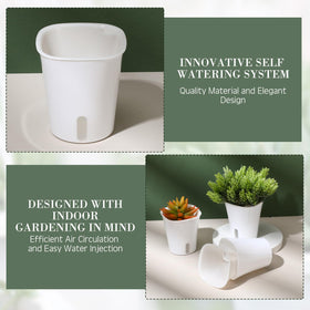 Ziliny white glossy plastic planters add elegance to home decor.