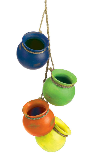 Zingz & Thingz blue dangling terracotta planter adds vibrant wall color for indoor or outdoor spaces.