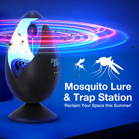 ZingZap mosquito trap turbo-fan captures mosquitoes quickly for continuous indoor protection.