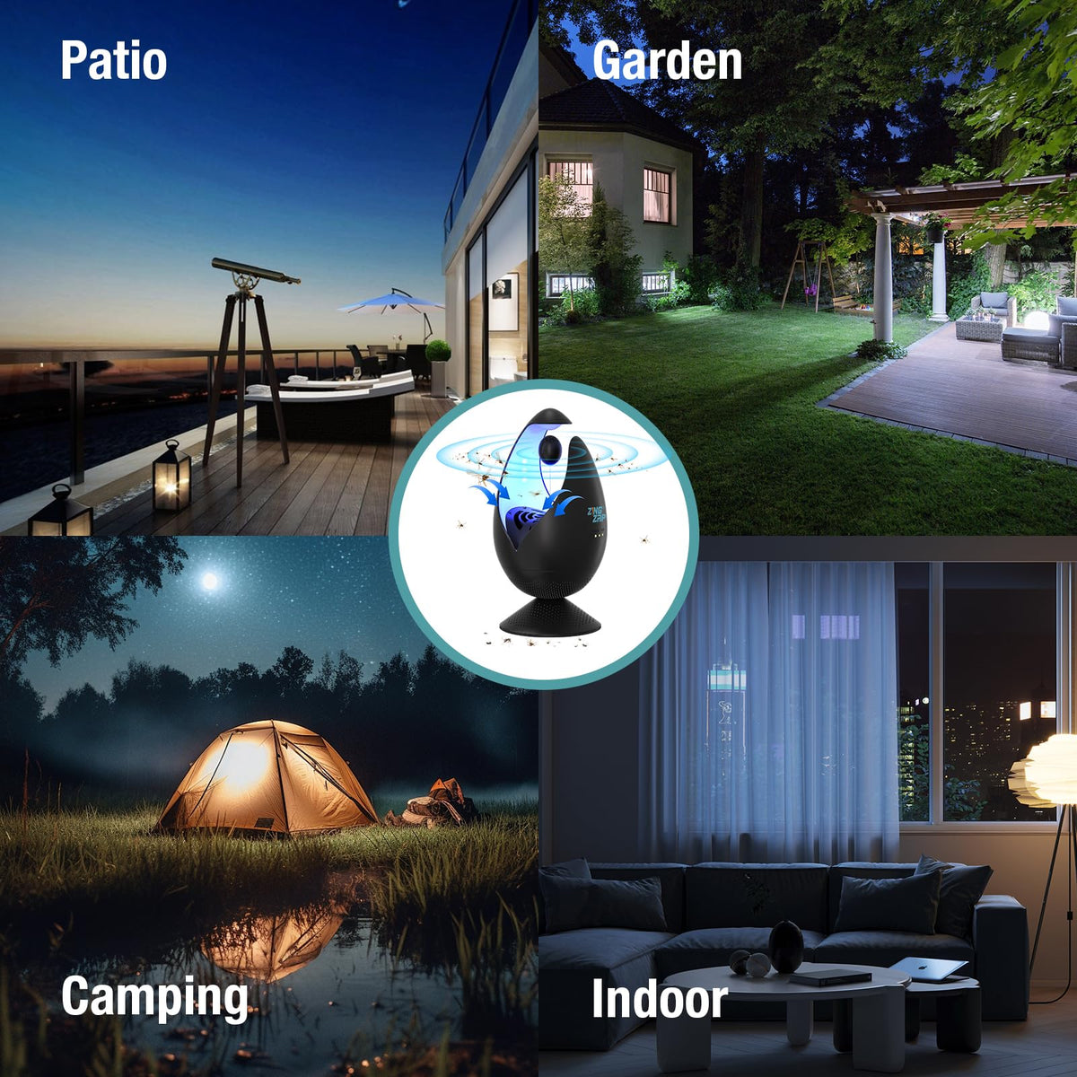 ZingZap silent operation keeps rooms comfortable while mosquitoes are caught.