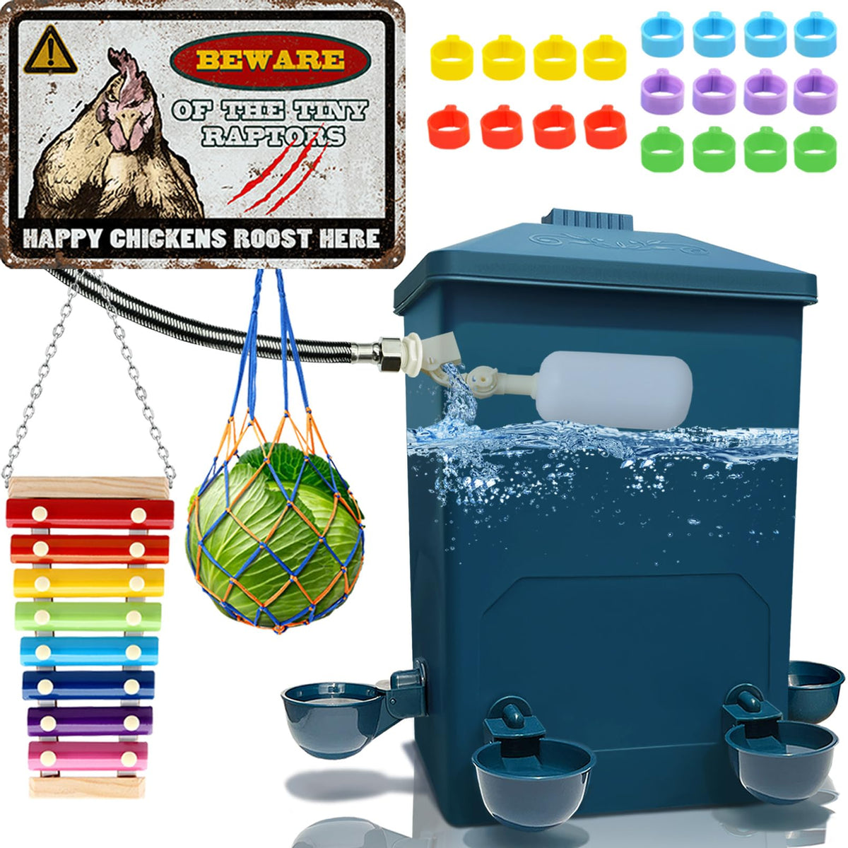 ZINZINULER chicken waterer with float valve in action maintains steady water supply for the flock