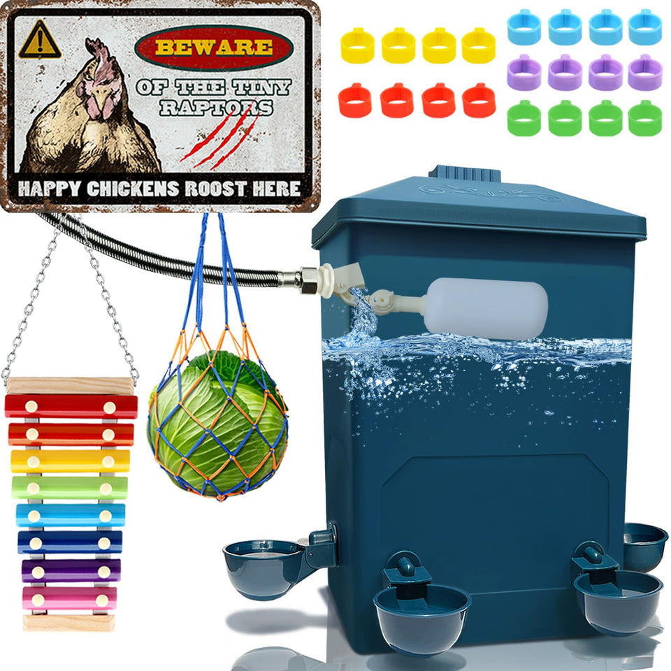 ZINZINULER chicken waterer with float valve in action maintains steady water supply for the flock