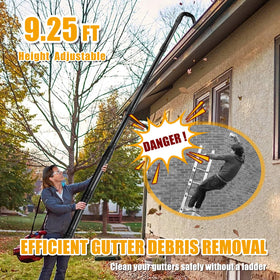 Zipcase 360° adjustable nozzle aligned for precise gutter cleaning from below