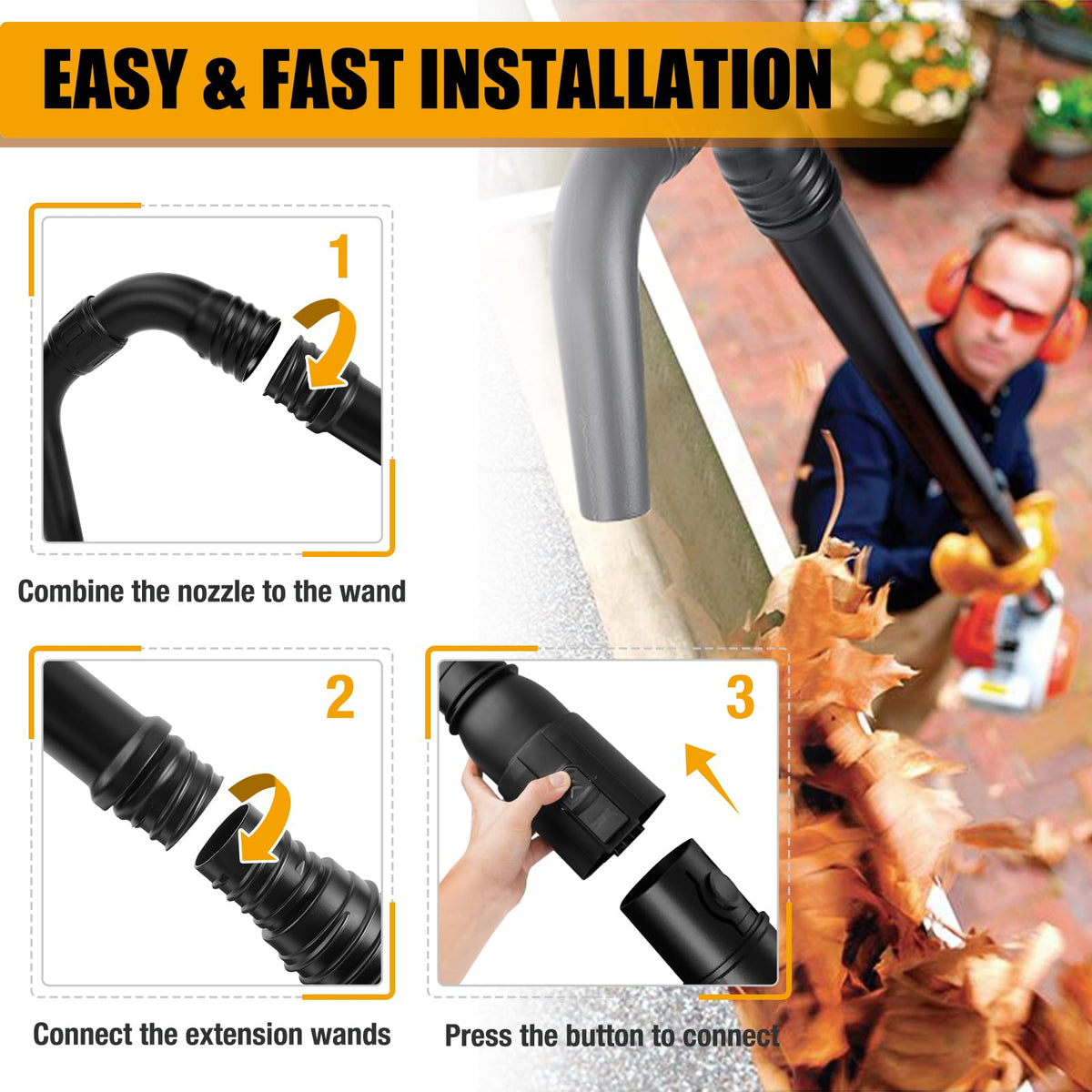 Shoulder belt helping carry the gutter cleaning setup comfortably