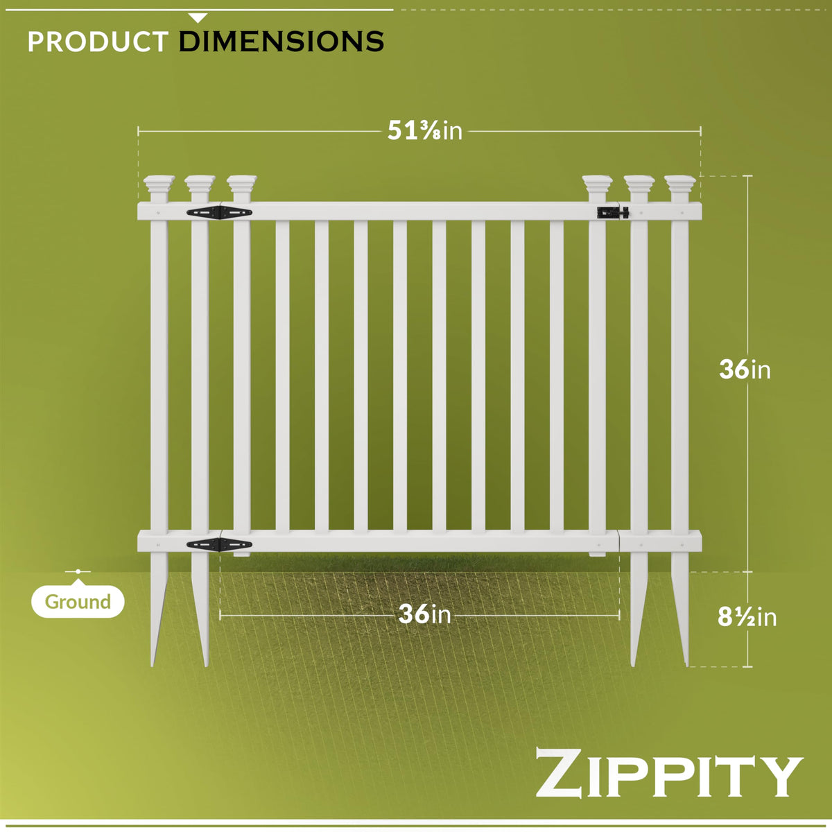 Zippity Baskenridge gate kit side installation shows no-dig setup for quick outdoor access.