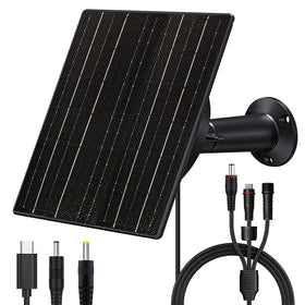 Zivif 10W solar panel in sun powering trail cameras continuously.