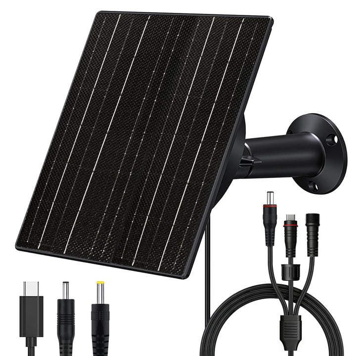 Zivif 10W solar panel in sun powering trail cameras continuously.