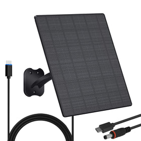 Zivif 10W solar panel powering a security camera with daylight charging.