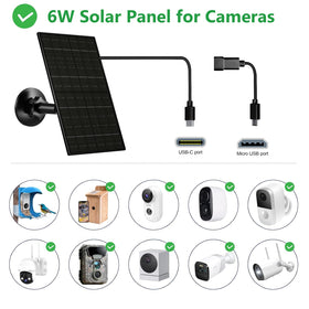 Zivif 6W solar panel with USB-C port powering 5V cameras.