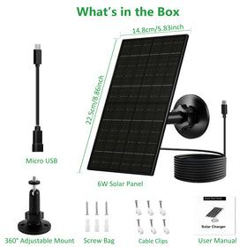 Zivif 6W solar panel mounted on a wall with a 360° adjustable bracket.