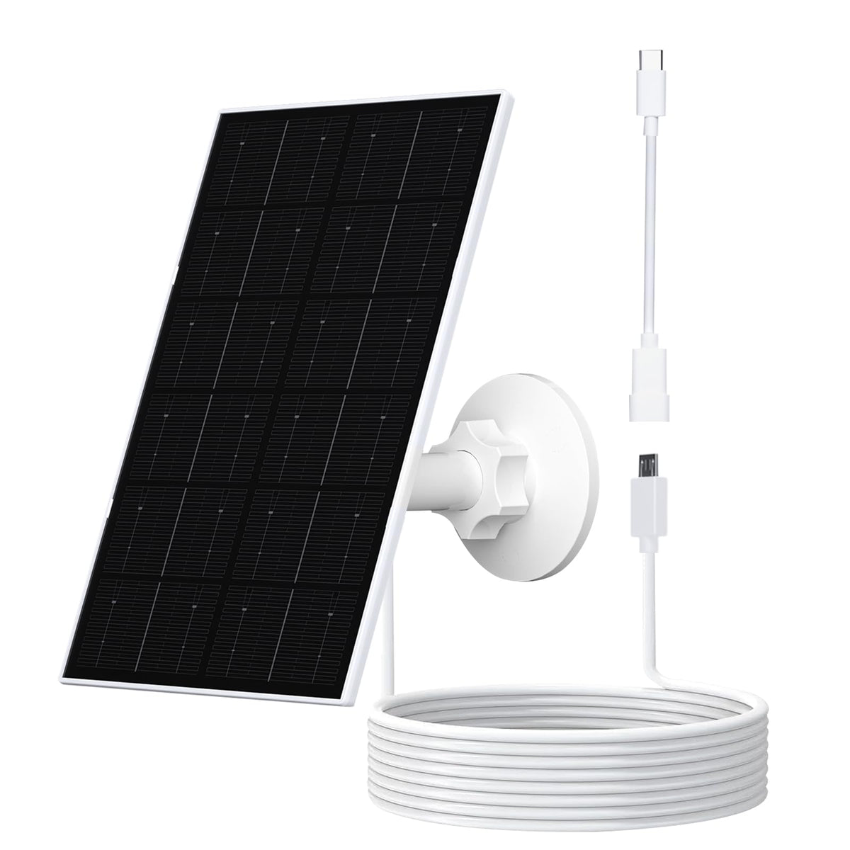 Zivif USB solar panel installed for a wall-mounted security camera, powering continuously.