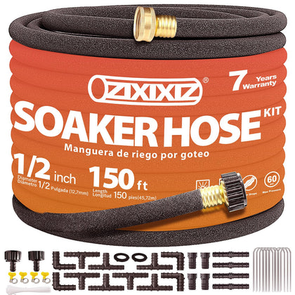 Zixixiz soaker hose coiled for easy storage and flexible watering