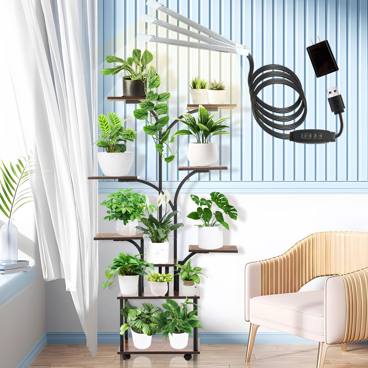 The ZIXNEXKOO 8-tier plant stand offers expansive indoor display for multiple plants.