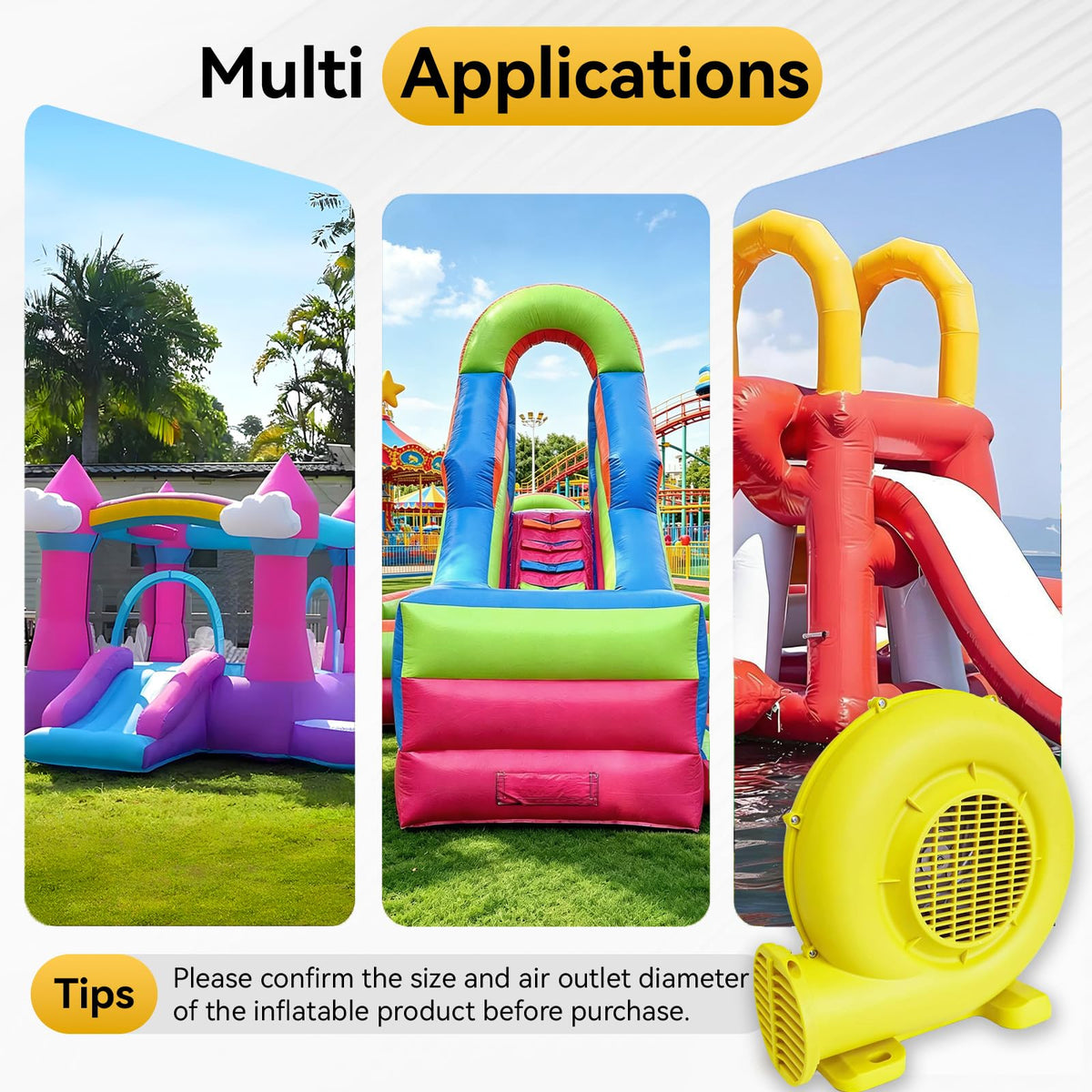 Ziziella Bounce House Blower stable base and stakes on grass