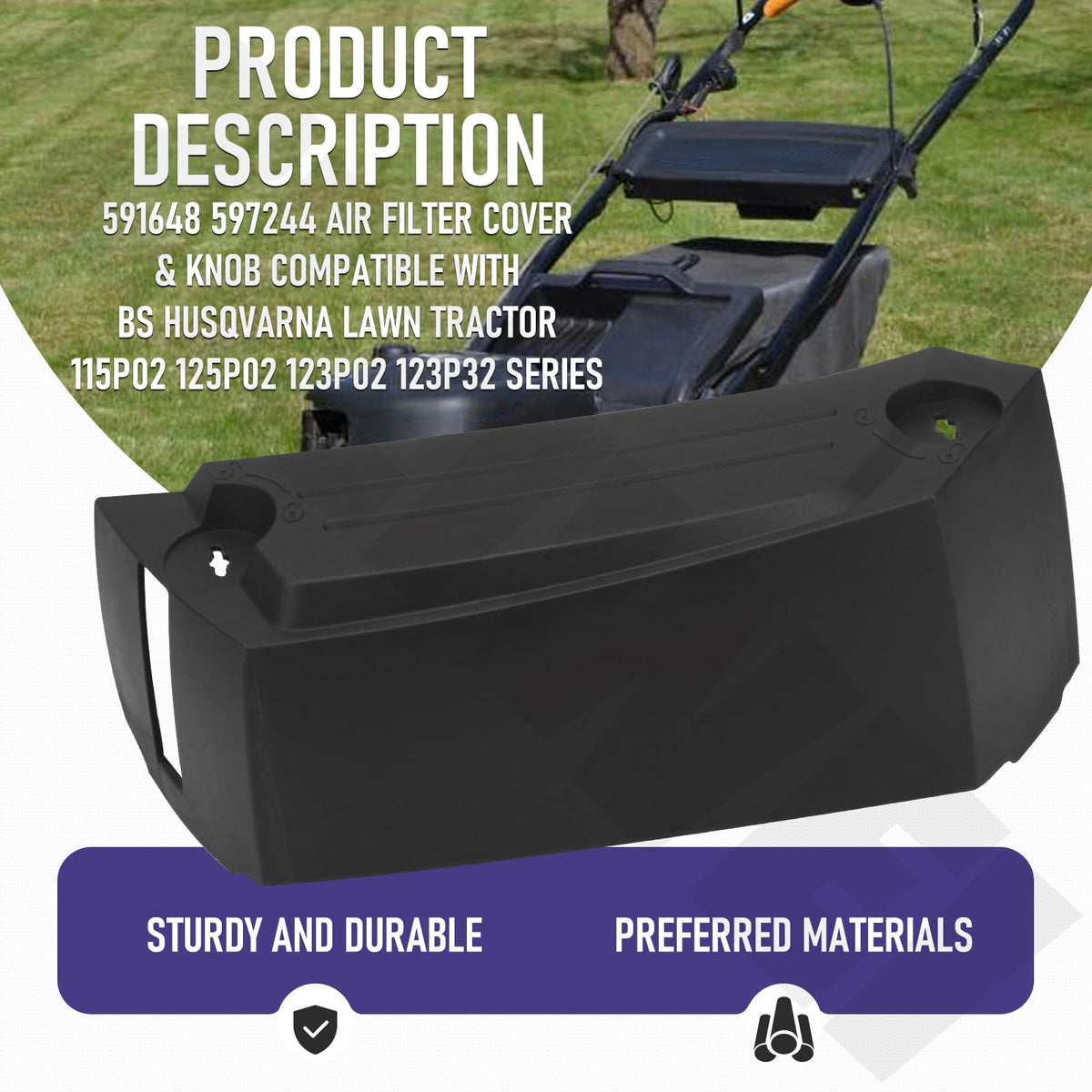ZIZIWEI lawn-tractor install shot highlights easy compatibility with 115P02 series.