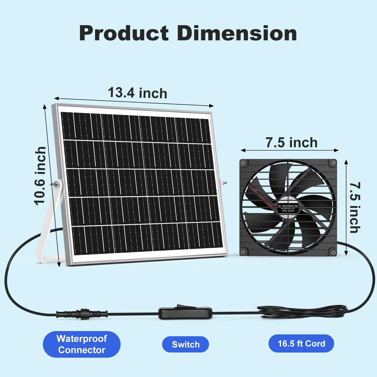 ZIZIWIN solar panel outdoors showing flexible placement for airflow.