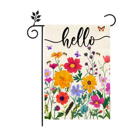 ZJWZSLI Hello Spring flag flowers front view for outdoor garden decor boosts curb appeal