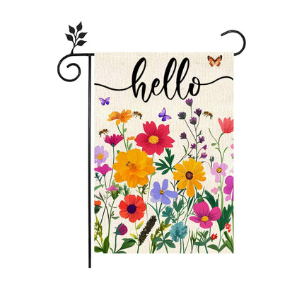 ZJWZSLI Hello Spring flag flowers front view for outdoor garden decor boosts curb appeal