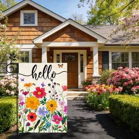 ZJWZSLI Hello Spring flag two-layer burlap construction adds durability