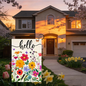 ZJWZSLI Hello Spring flag weather resistant for outdoor use