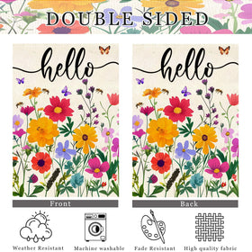 ZJWZSLI Hello Spring flag welcome message decor for porch and yard