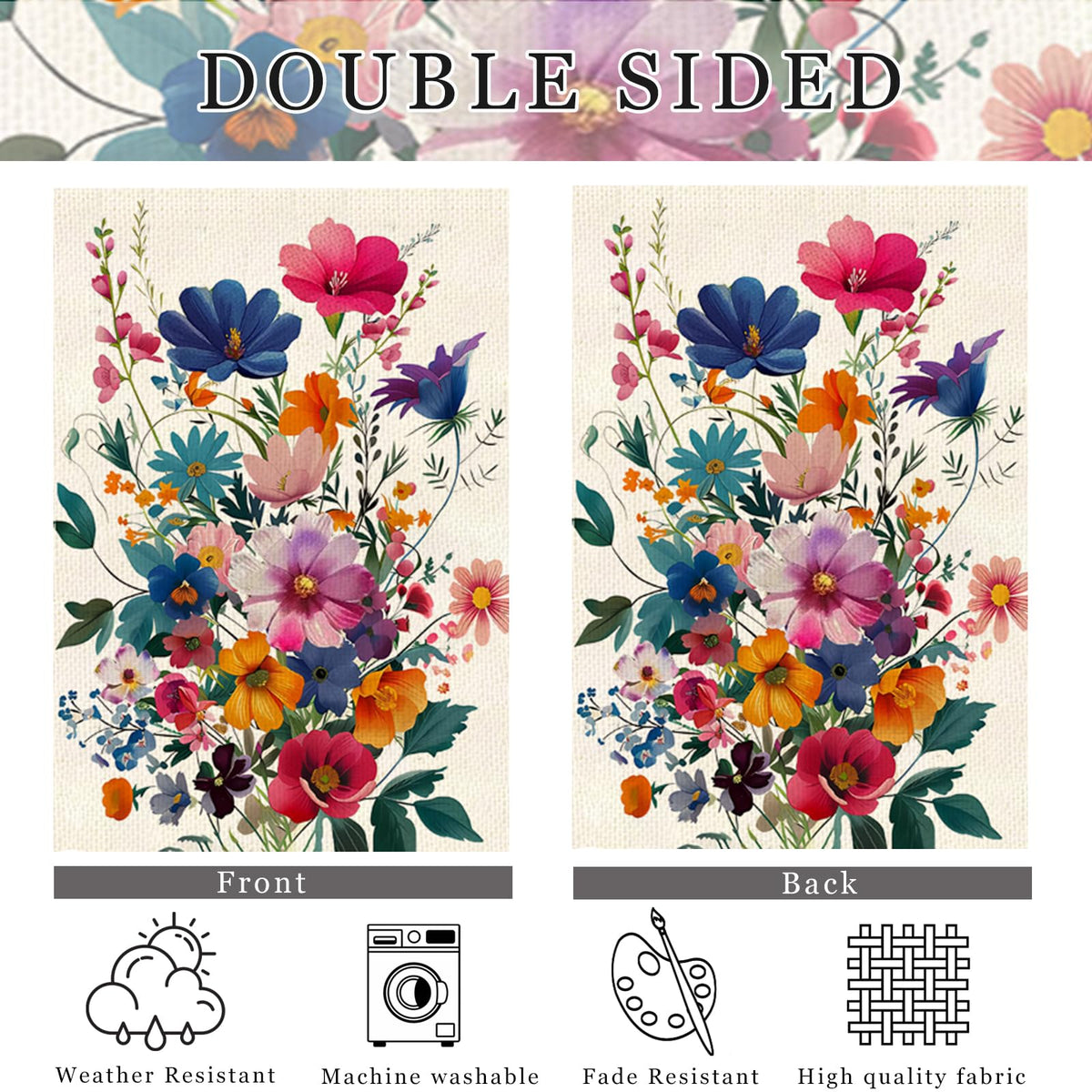 ZJWZSLI weather-resistant floral welcome flag withstands outdoor conditions