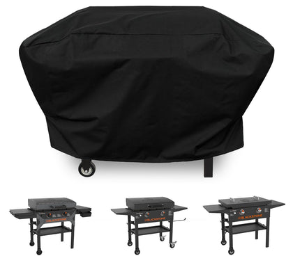 ZJYWSCH 28-inch griddle cover with hood and dual shelves front view protects Blackstone from rain