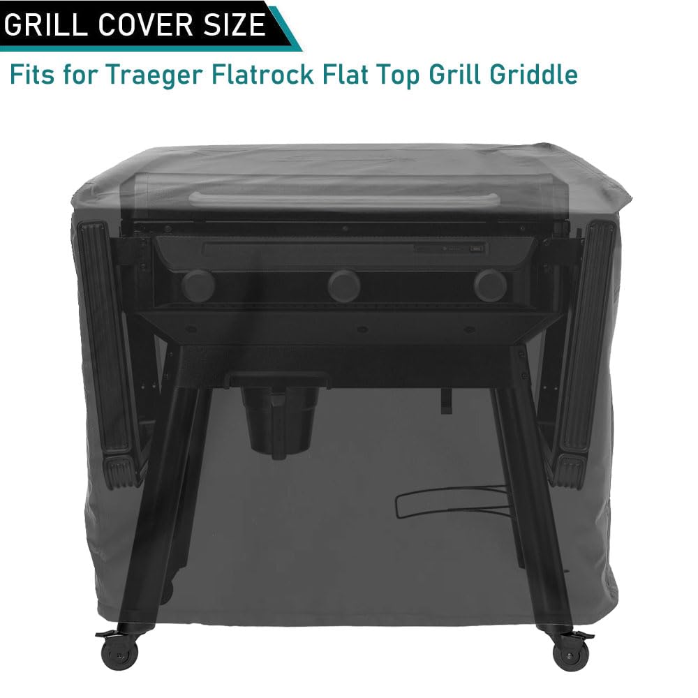 ZJYWSCH grill cover with Velcro straps secured against wind