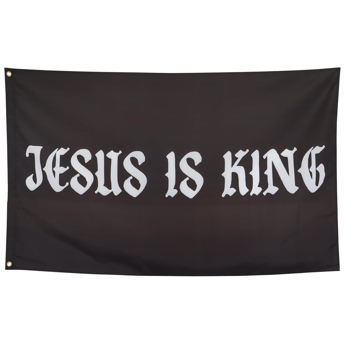 ZKflager Jesus Is King flag in black for indoor or outdoor display with vivid image