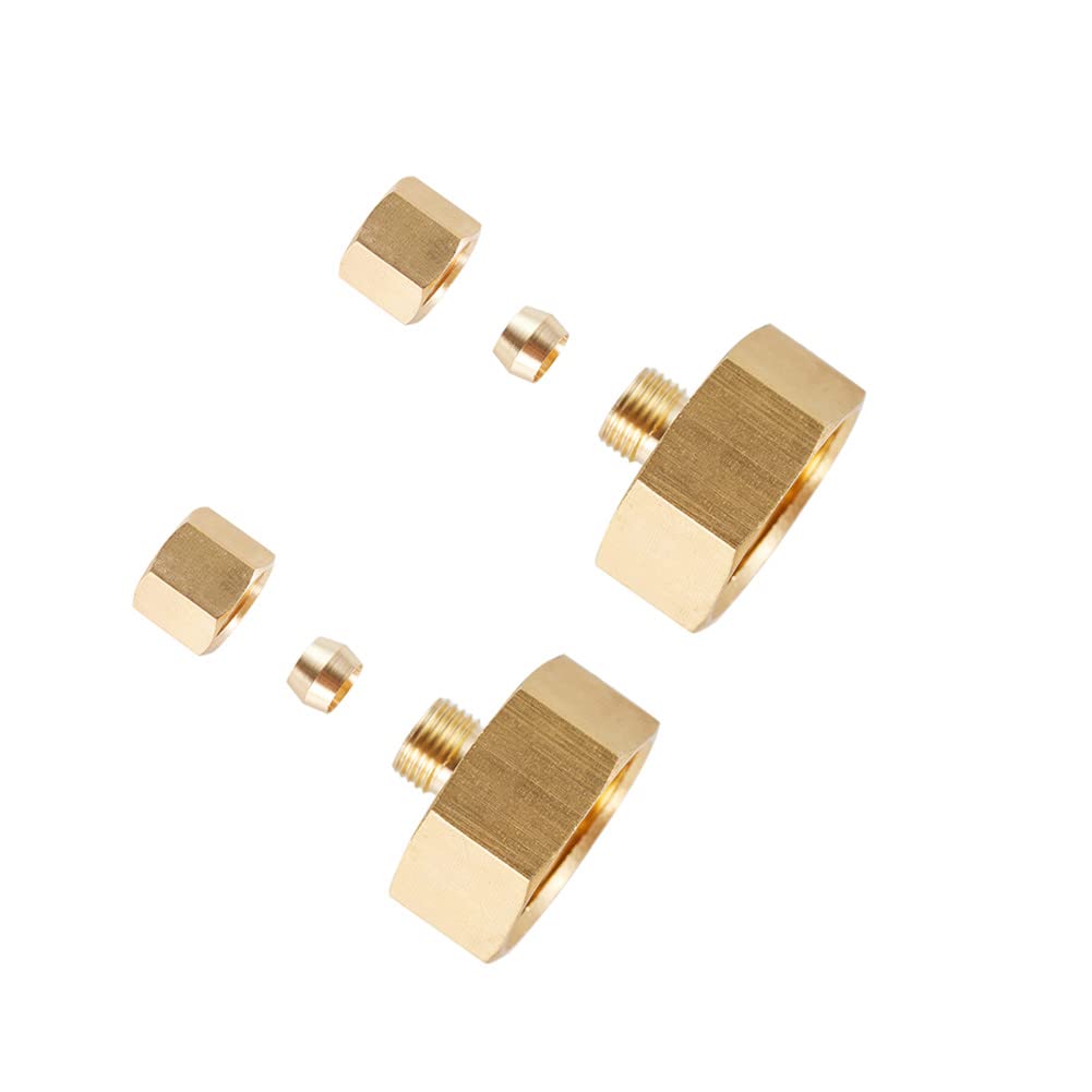 ZKZX brass connector, 3/4 GHT female to 1/4 OD compression, ideal for garden hose adapters