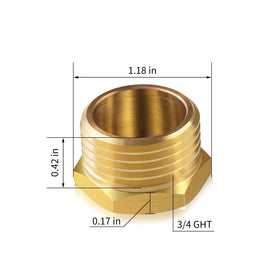 ZKZX brass 3/4 GHT end cap side view highlights durable construction