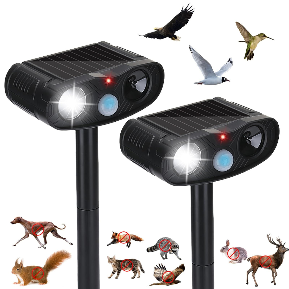 ZLieatmp 2-pack solar animal repeller with motion sensor guarding your yard from deer.