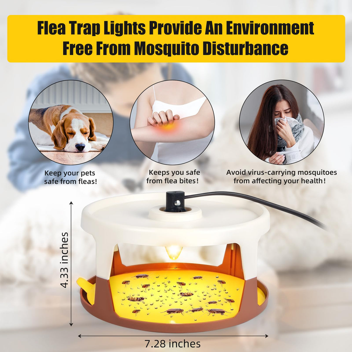 ZLieatmp flea trap light unit attracts pests for easy physical capture at home.