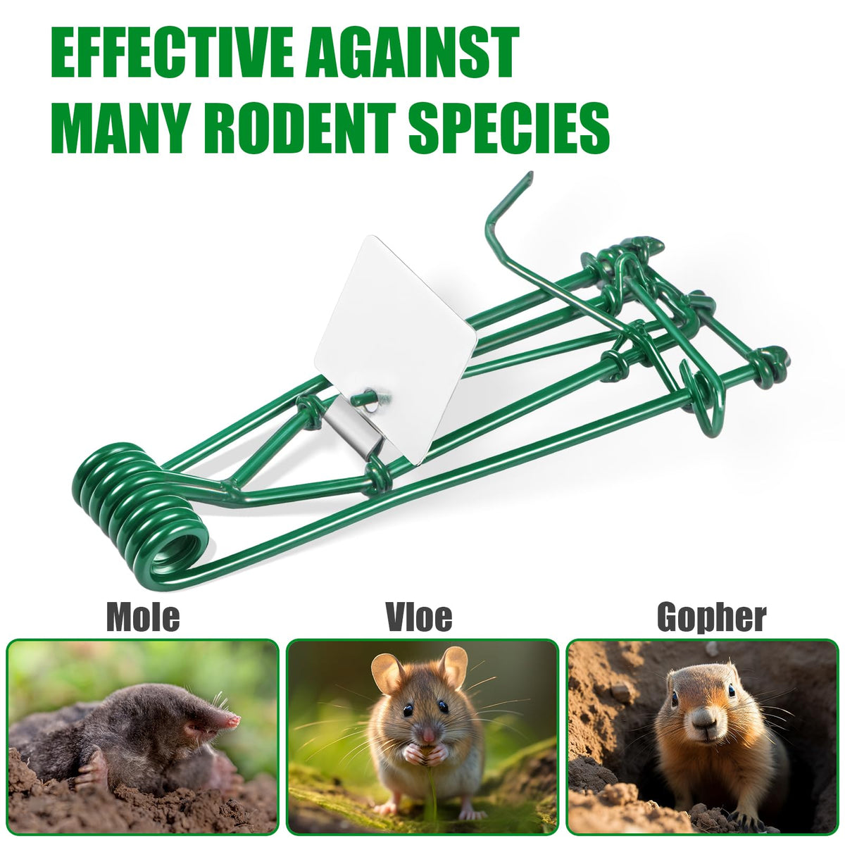 ZLieatmp mole trap with easy-set pincher design for tunnels up to 2 inches