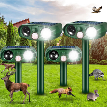 ZLieatmp solar-animal-repellent-device deters garden wildlife with ultrasonic waves.