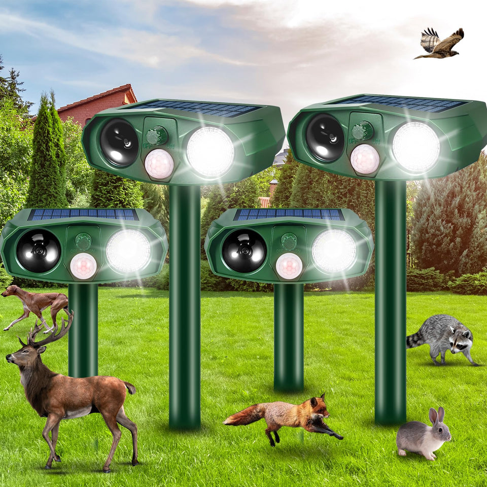 ZLieatmp solar-animal-repellent-device deters garden wildlife with ultrasonic waves.