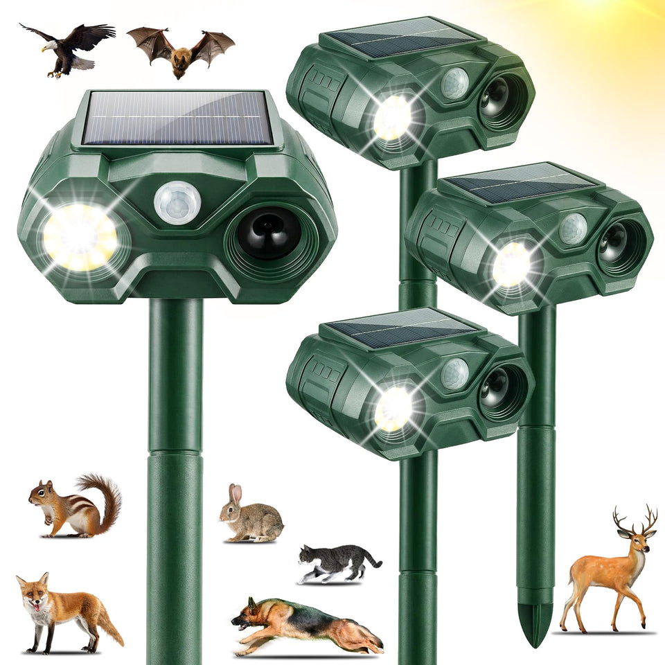 ZLieatmp solar animal repeller front view protects garden from wildlife