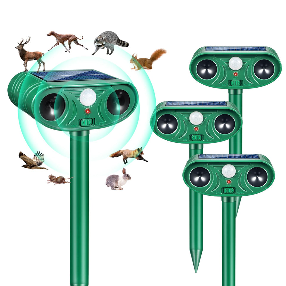 ZLieatmp solar animal repeller front view shows compact, weatherproof design for outdoor deterrence.
