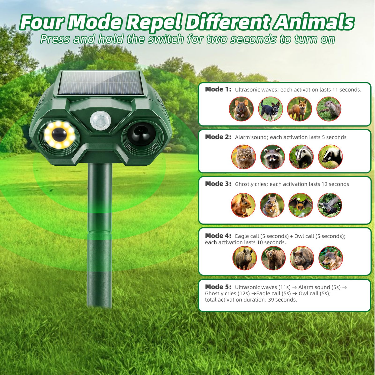 ZLieatmp LED flash lights deter animals at dusk