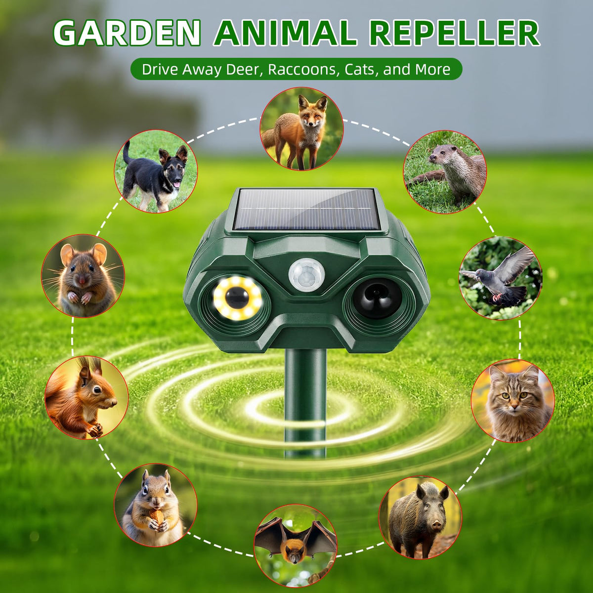 ZLieatmp deterrent with light flashes for nighttime protection
