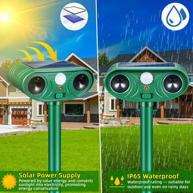 ZLieatmp solar animal repeller motion sensor coverage highlights 25–33 ft range.