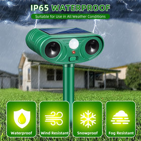 ZLieatmp solar animal repeller rugged ABS housing withstands outdoor weather.